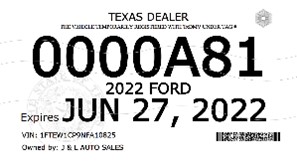 Texas dealer specific tag